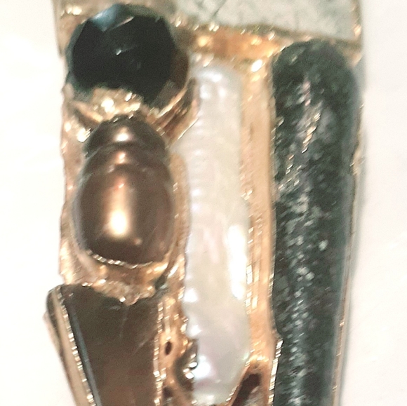 Jasper & pearl & bead earrings, vintage - Picture 5 of 8